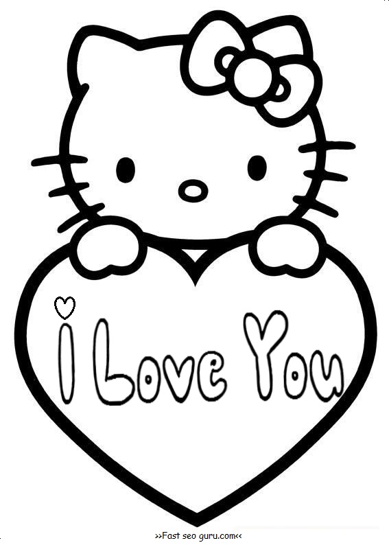 Hello kitty valentines day coloring pages for kids